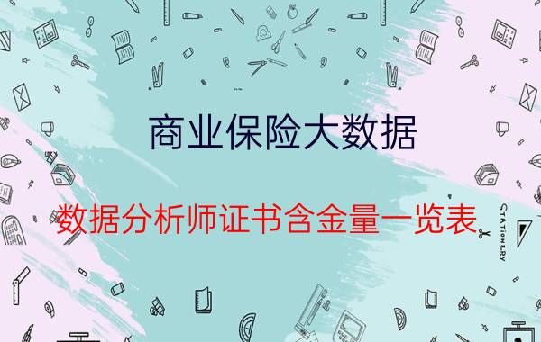 商业保险大数据 数据分析师证书含金量一览表？